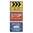 thumbnail image 2 of Stupell Industries Distressed Street Signs Boy's Room Transportation Theme Framed Wall Art Design by Daphne Polselli, 3 Piece, 16" x 20", Black Framed, 2 of 5