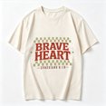 thumbnail image 2 of Womens Graphic Tees Short Sleeve T Shirts | Cotton Loose Casual Tops for Teen Girls, Vintage Brave Heart Checkered Letter Graphic T-shirts, 2 of 5