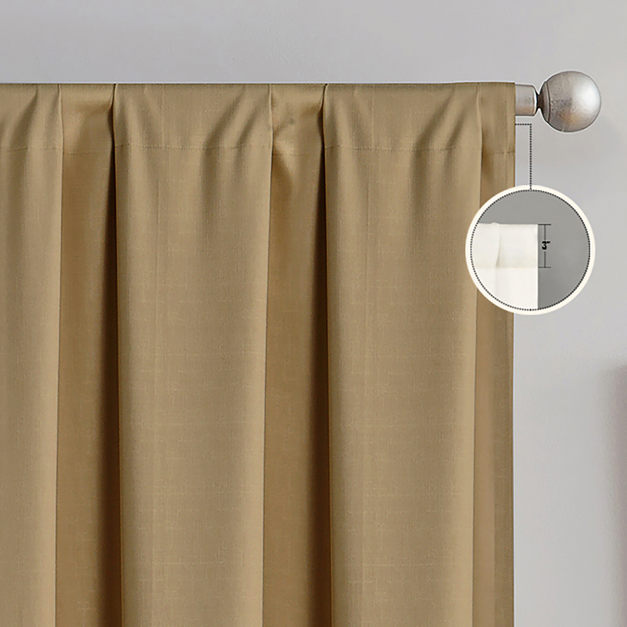SUN+BLK Thermal Back Blackout Curtain Panel Pair with Rod Pocket, Honey, 42"x84"