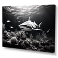 thumbnail image 2 of Designart "Graceful Glide Of Monochrome Sharks" Coastal Coral Under Water Canvas Art Print, 2 of 7