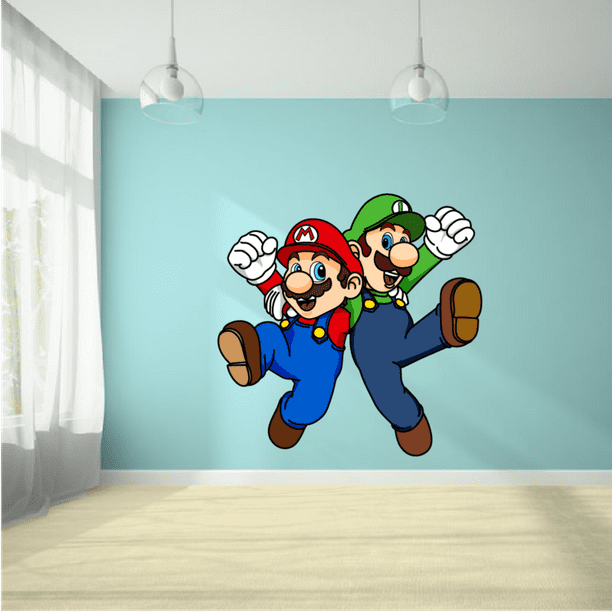 Mario and Luigi Super Mario Bros Cartoon Character Wall Art Sticker