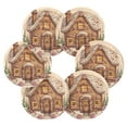 thumbnail image 2 of Gingerbread House Cookies Trees 6 Pcs Drink Coasters with Holder Absorbent Coasters Woven Coasters for Drinks Table Desk Protection Home Decor, 2 of 7