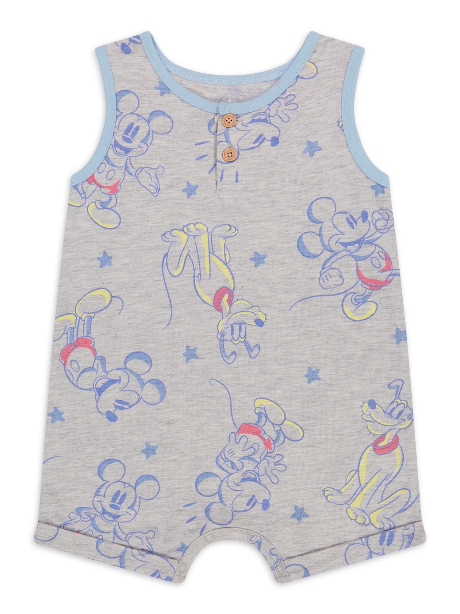 Mickey & Friends Infant Boys Short Sleeve and Sleeveless Rompers Set, 2-Piece, Sizes 0/3M-24M