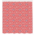 thumbnail image 3 of Floral Shower Curtain, Graphic Garden Figures as Tulips and Daisies with Vibrant Colors, Fabric Bathroom Set with Hooks, 69W X 84L Inches Extra Long, Cobalt Blue White and Coral, by Ambesonne, 3 of 3