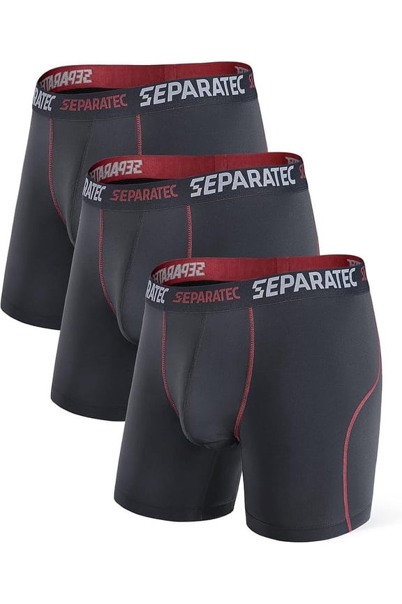Men's Athletic Underwear Anti Chafing Quick Dry Long Leg Boxer Briefs for Men with Support Dual Pouch 3 Pack