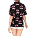 thumbnail image 4 of LA LEELA Women's Casual Beach Hawaiian Blouse Shirt T-Shirt Blouses Short Sleeve Button Up Dress Tee Shirts Tops for Women S Flamingo Love, Black, 4 of 6