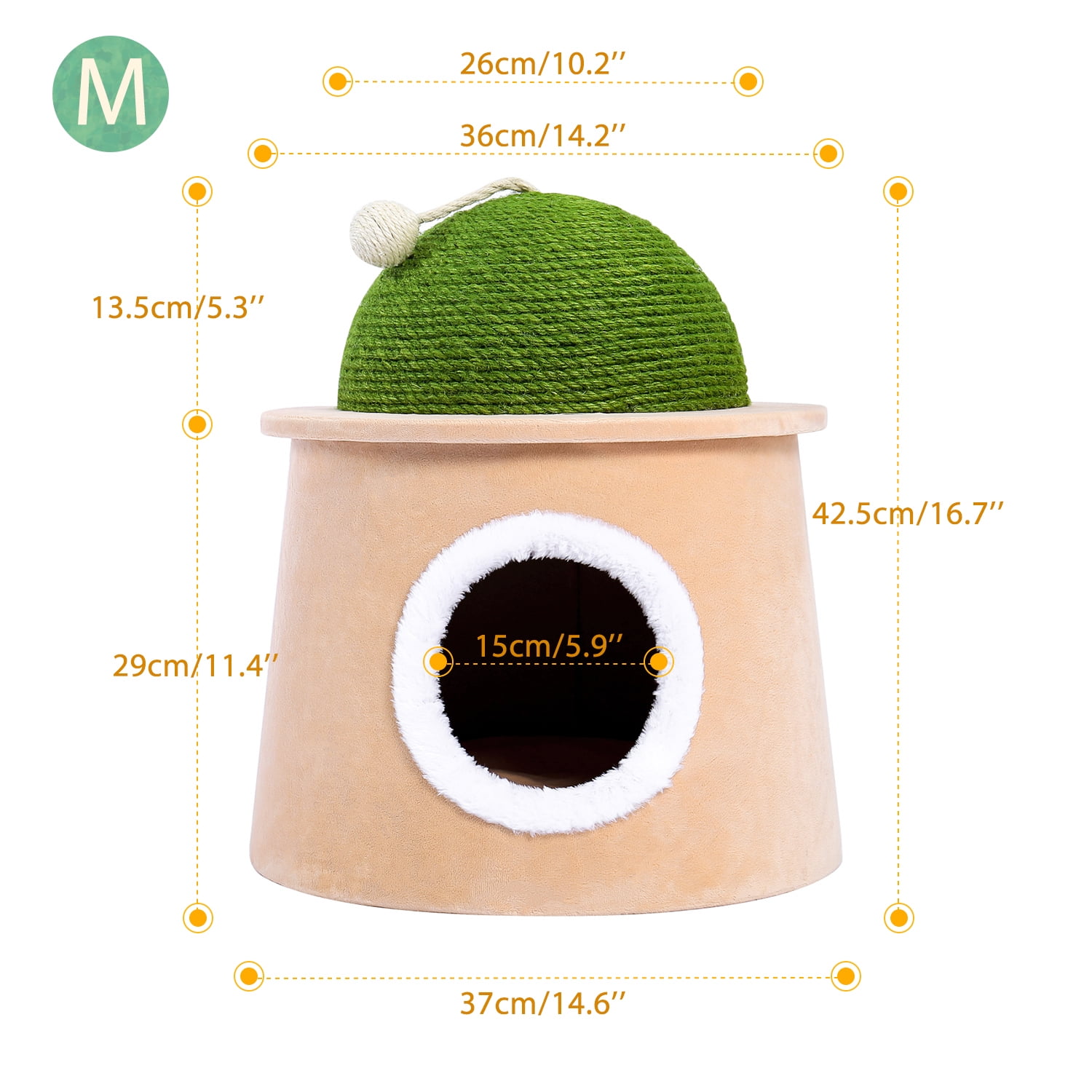 Pefilos Convertible Pet Cat Cave House Ottoman for Cat Kittens Green M Pefilos Convertible Pet Cat Cave House Ottoman for Cat Kittens Green M