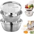 thumbnail image 1 of Lavabo multifuncional de acero inoxidable, nuevo juego de colador, centrifugador para ensalada, colador para lavar frutas, verduras y arroz, cuenco para cesta, 1 of 5