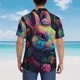 thumbnail image 4 of Honeii Colorful Patterned Rabbit Print Men’s Hawaiian Shirt,Classic Button-Down Short Sleeve Shirt, for Beach, Vacation, and Outdoor Activities,Large, 4 of 7