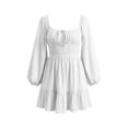 thumbnail image 6 of Bxsruta Womens Dress Long Sleeve Square Neck Casual Mini Dresses Flowy Ruffle Hem Sundress, 6 of 6