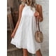 thumbnail image 1 of Vestido corto holgado con hombros descubiertos para mujer, minivestido informal de verano para vacaciones, fiesta, playa, elegante, blanco, Oficina, 1 of 5