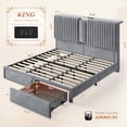 thumbnail image 5 of EnHomee Bed Frame King Size Bed Frame with 2 Storage Drawers Bed Frame with 51.2"Tall Headboard Upholstered  Bed Frame with Charge Station,Gray,No Box Spring Needed, Noise Free, 5 of 7