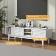 thumbnail image 3 of Wooden TV Stand for 55 65 70 inch TV, Long & Large TV Media Console Table with Storage Cabinets, Boho Farmhouse Entertainment Center for Living Room, Bedroom - White, 3 of 16