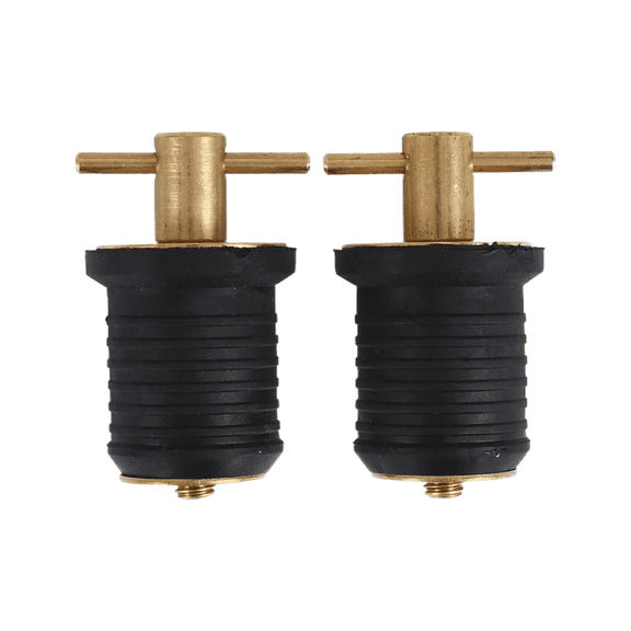 2 Pcs T-Handle Drain Plug Twist-Turn Marine Boat Plugs Rubber with Brass Handle Accessories