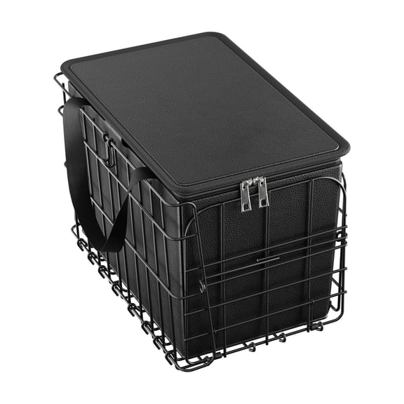 Rear Bicycle Basket Folding Line with Cargo Mesh, Removable Lining and Waterproof Cover, Quick Release Bicycle Basket for Groceries and Pets