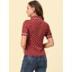 thumbnail image 3 of Allegra K Camiseta De Manga Corta Con Cuello Peter Pan Y Lunares Para Mujer borgo?a XS, 3 of 4