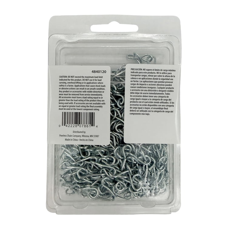 16 Jack Chain, 20 feet, Zinc-Plated, Peerless Chain Company