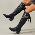thumbnail image 6 of Women's Mid-Calf Boots Low Heel Round Toe Back Lacing for Fall and Winter Comfort and Style, 6 of 9