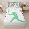 thumbnail image 3 of Homewish Mint Dripping Baseball Stitch Batter Silhouette Graphic Zipper Twin Comforter Sets with Fitted Sheet and 2 Pillowcases,Baseball Graphic Zipper Bedding Set,4-Piece, 3 of 6