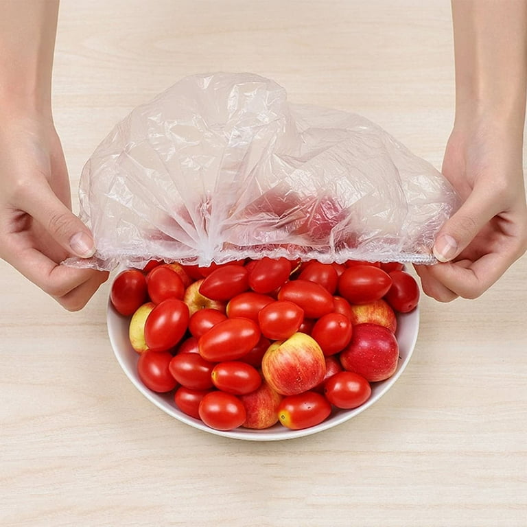 AMZ Plastic Covers for Bowls, Plates, Pack of 100 Clear 12 Inch Disposable  Food Covers Stretch, Odorless Thick 30 Micron PE Elastic Bowl Covers with