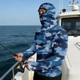 thumbnail image 4 of Sun Protection Camo Hoodie Shirts for Men with Face Cover UV Spf Upf 50+ Rash Guard Shirts Summer Lightweight Fishing Long Sleeve Hoodies,Blue 2XL, 4 of 6