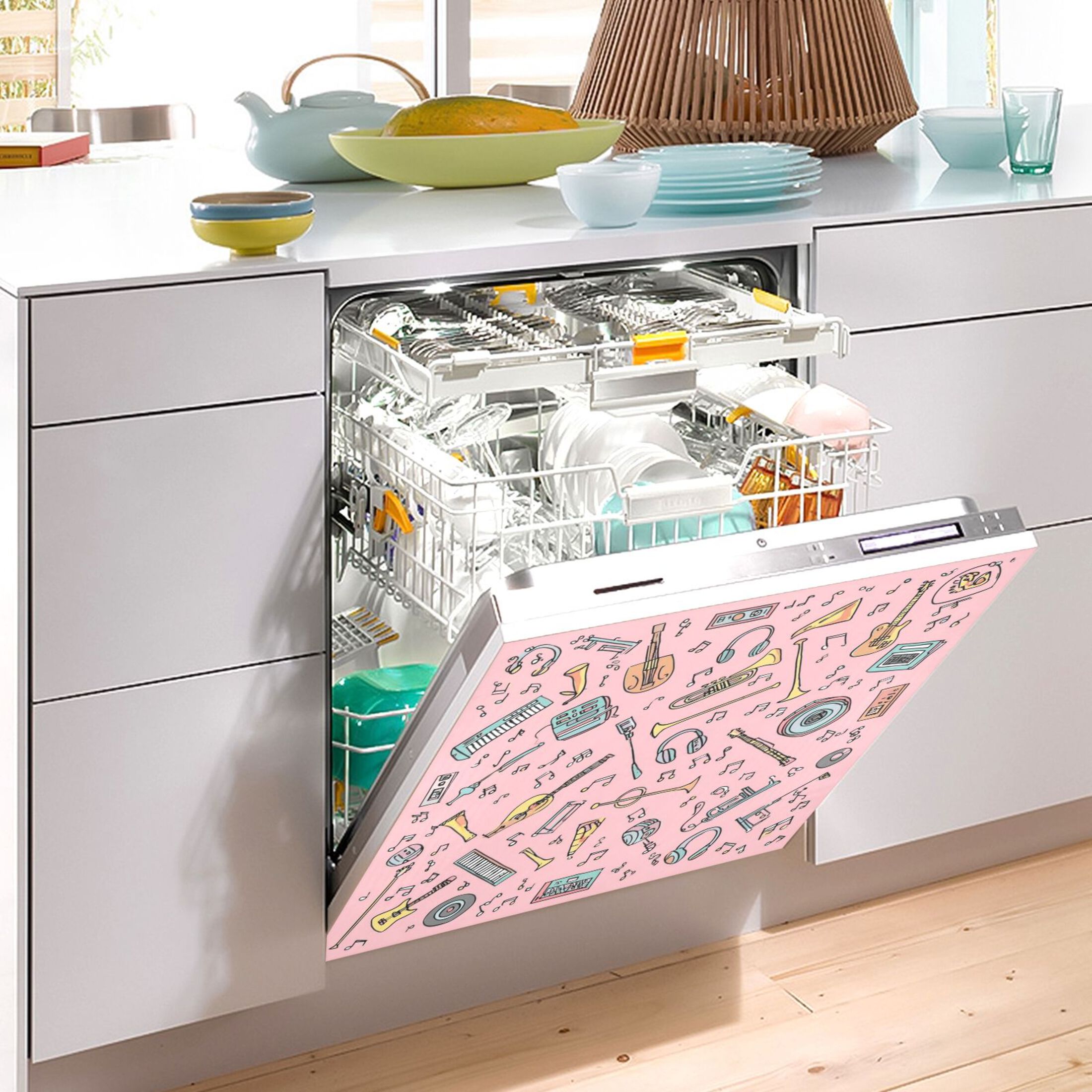 IAUYY Magnetic decorative sticker - 23x26 Inch PVC Refrigerator Decorative Cover, Removable DIY Art for Kitchen Appliances Graffiti Note Audio Equipment