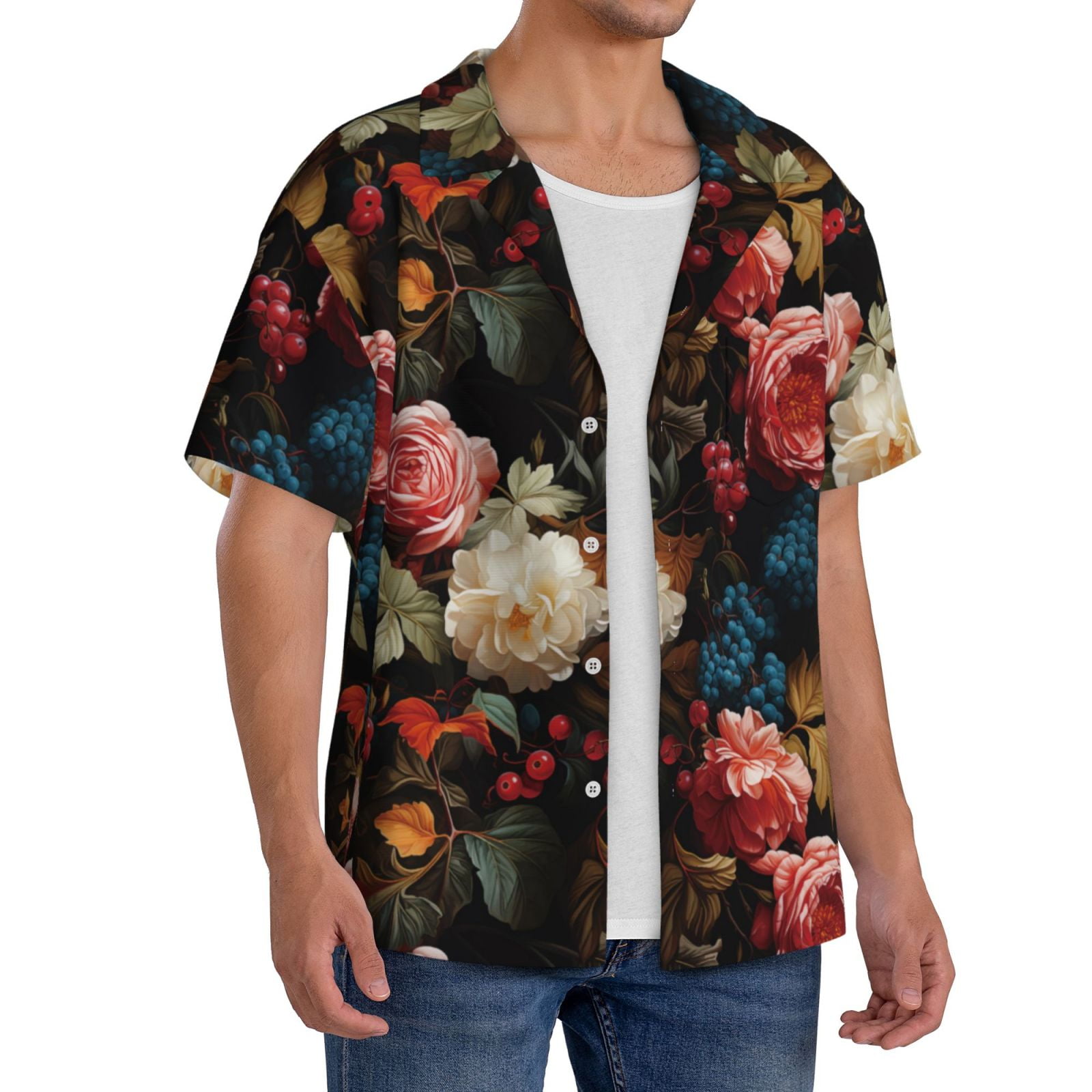 Rose flower motif short sleeve cardigan