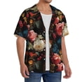 thumbnail image 2 of KLL Rose Flowers Print Men's Shirt Short Sleeve Button Down Summer Cuba Beach Shirts- 3X-Large, 2 of 5