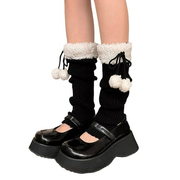 Milue Women Leg Warmers Ball Knit Leg Warmers Long Leg Socks JK Uniform Foot Cover
