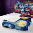 thumbnail image 4 of Manfei Wild T-Rex Bed Spread Queen,Retro Cloud Stars Animals Egg Queen Coverlet Set,Blue Red,3-Piece,1 Quilt and 2 Pillowcases, 4 of 7