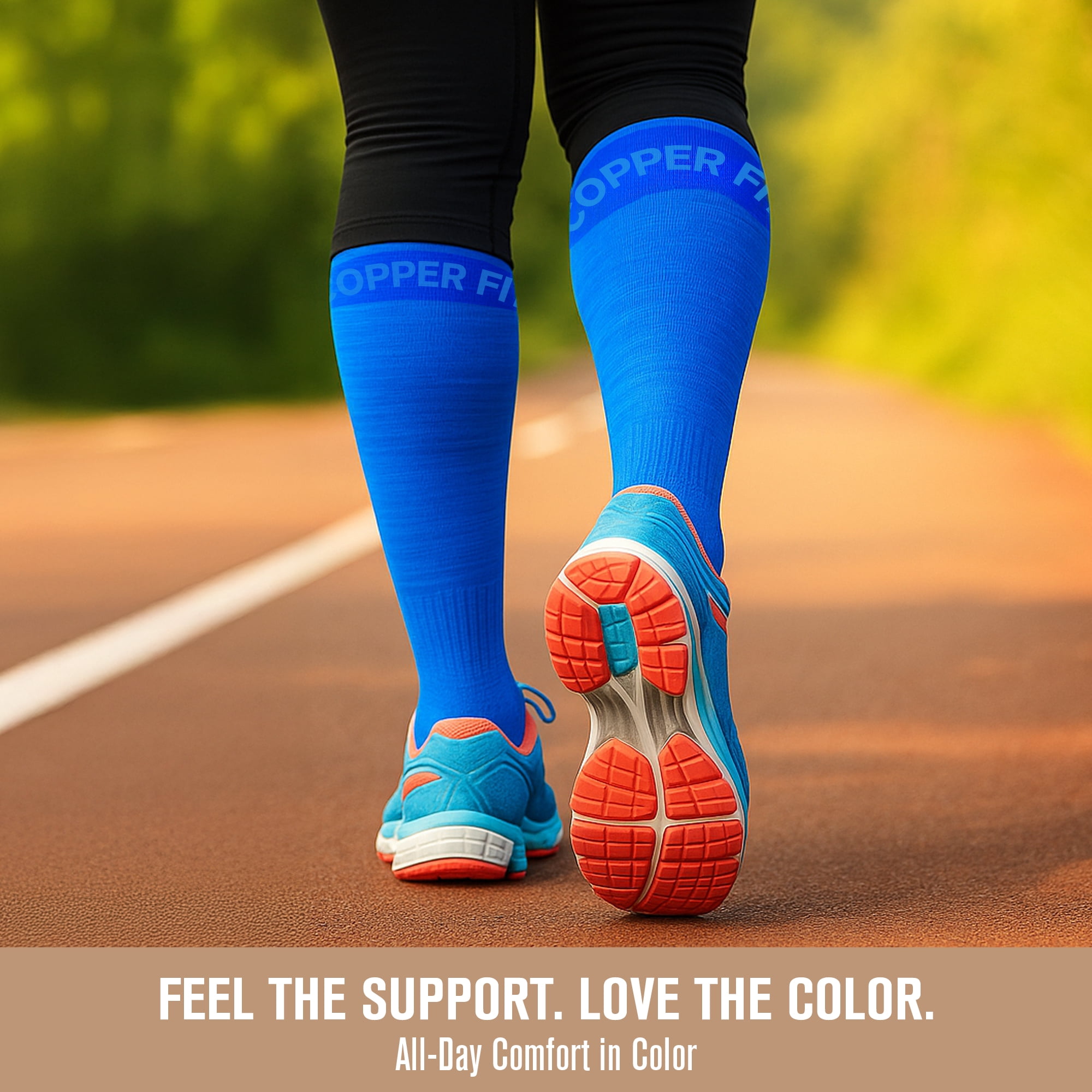 Copper Fit® Compression Socks, Copper Infused Easy-On/Off, 1-pair, Unisex, Heather Blue, L/XL