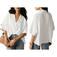 thumbnail image 3 of Blusa Informal Elegante para Mujer, de Negocios, de Corta, con Cuello en V y Tapeta, Camisa de Trabajo XXL, 3 of 8
