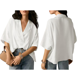 thumbnail image 3 of Blusa Informal Elegante para Mujer, de Negocios, de Corta, con Cuello en V y Tapeta, Camisa de Trabajo XXL, 3 of 8