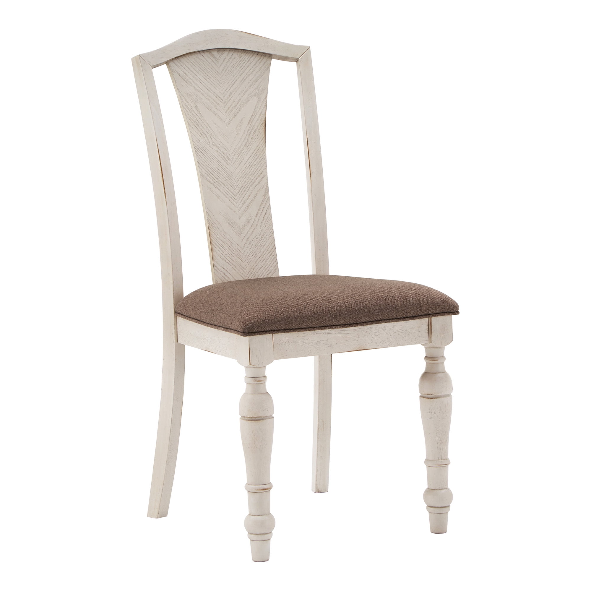 Weston Home Gueret Slat Back Solid Wood Dining Chairs, Set of 2, Dark Brown/Antique White