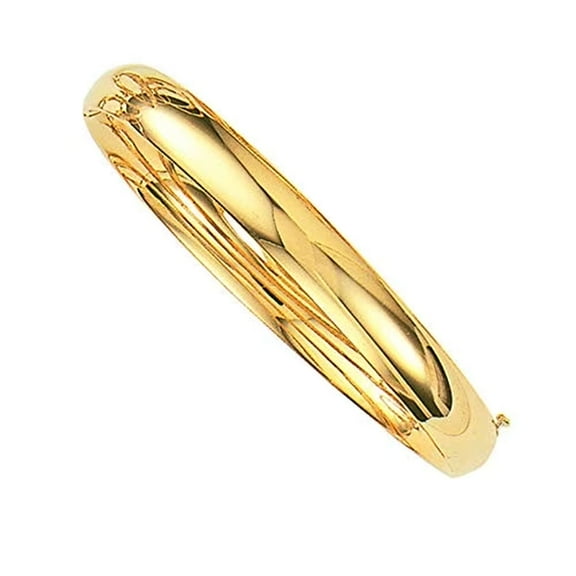 JewelStop 14k Yellow Gold 5/16 inches High Polished Design Bangle, 9.3gr.