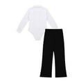 thumbnail image 4 of Zaldita Boys Latin Dancewear Costumes Long Sleeves Lapel Bowtie Romper Shirt Leotard Bodysuit Top White 12, 4 of 7