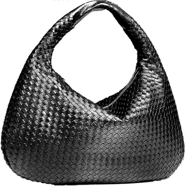 Woven Leather Hobo Bag for Women, Top-handle Shoulder Tote Bag Large Capacity Woven Handbag Underarm Bag Shopper Travel Bags