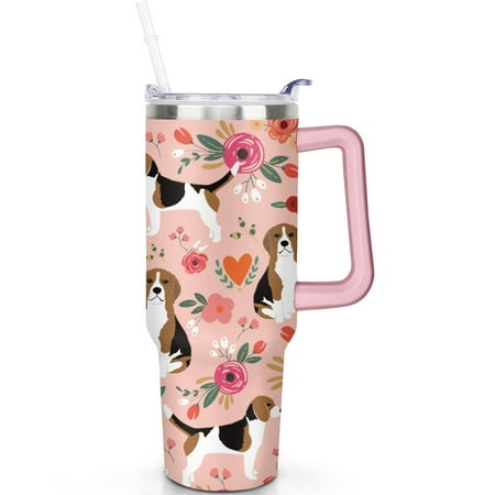 

Dog Parent Travel Mug – 40oz Double Wall Insulated Stainless Steel Tumbler with Handle Spill Proof Lid Coffee Straw