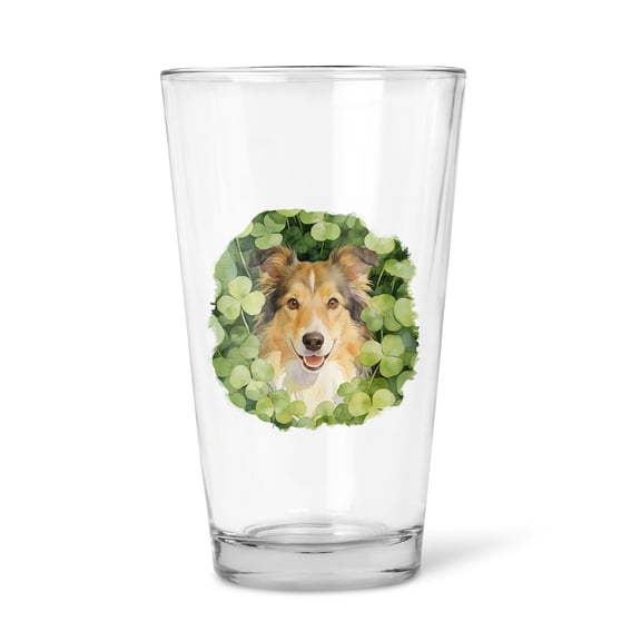 Happy Collie Welcome St Patrick's Day Lucky Shamrocks Clover 16oz Pint Beer Glass Mug Collie Dog Lover Gifts Idea Beer Glasses Cup - 22001