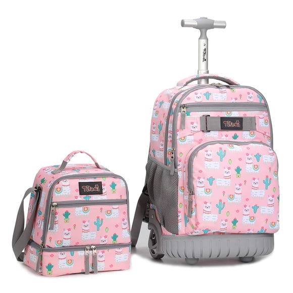 Mochila enrollable Tilami Alpaca de 19 pulgadas con bolsa de almuerzo para niños