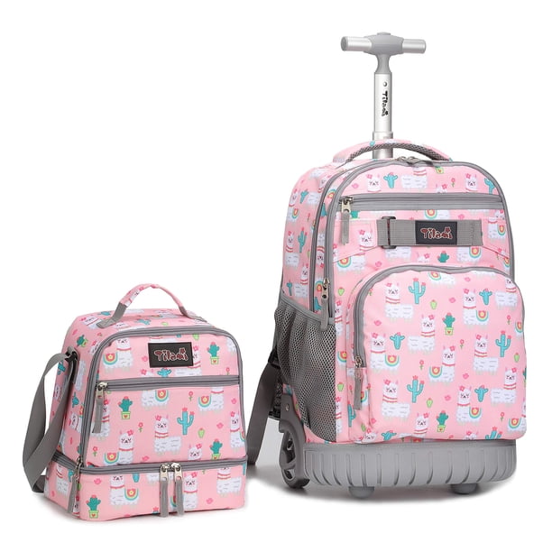 Mochila enrollable Tilami Alpaca de 19 pulgadas con bolsa de almuerzo para niños