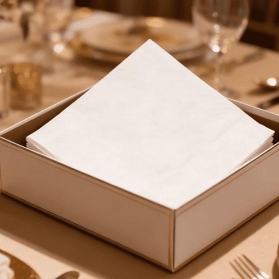 100 Pcs White Gold Foil Disposable Napkins, Wedding Reception Cocktail Napkins, Dessert Paper Hand Towels for Engagement or Party Decoration