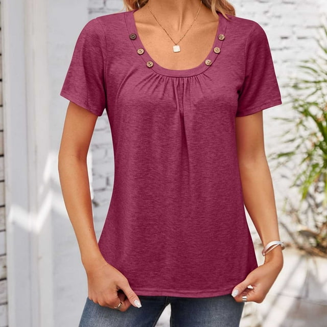 Fiudx Camisas de Mujer Camiseta Estampada a La Moda para Mujer, Blusa de Mangas 3/4, Tops Informales con Cuello Redondo