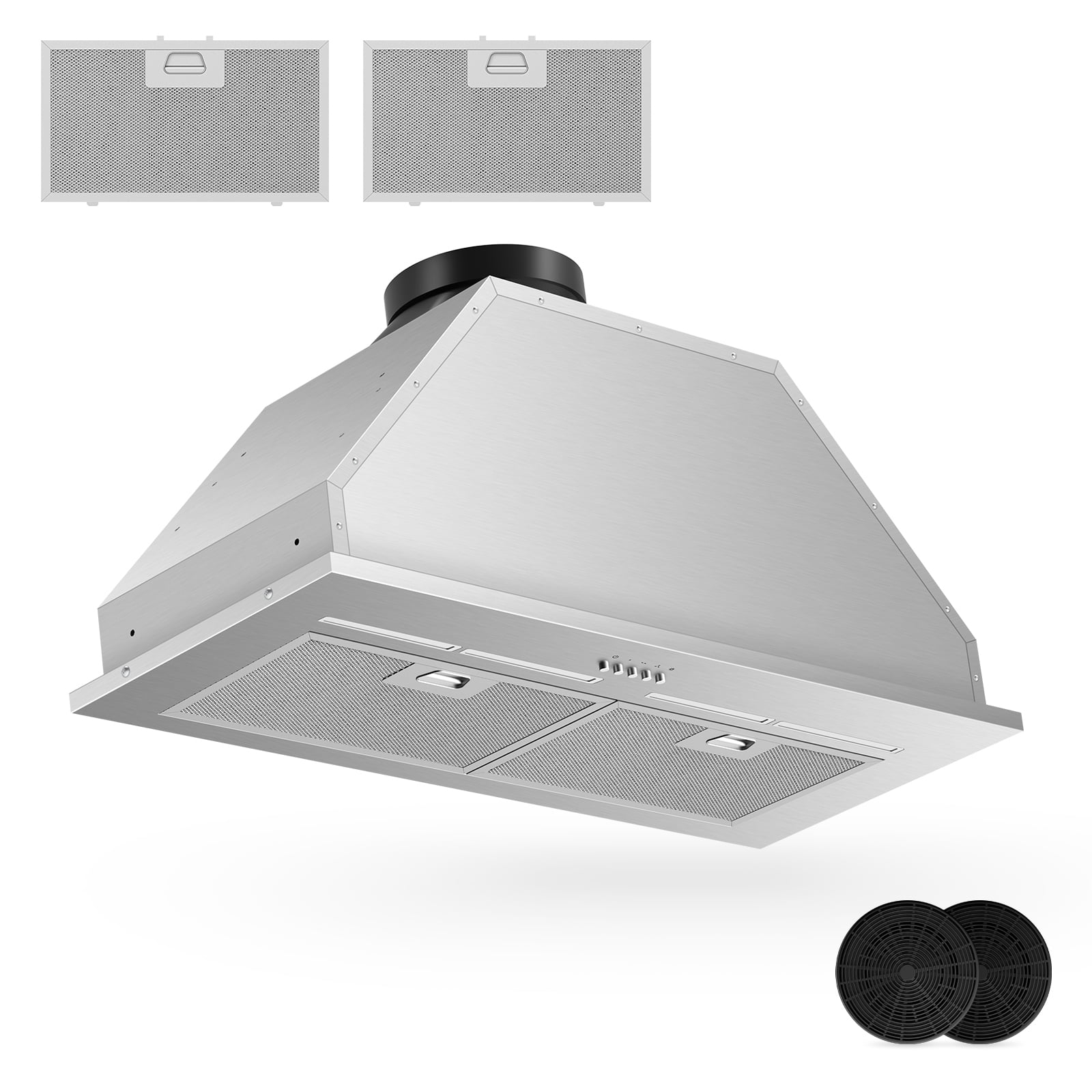 30 inch Built-in/Insert Range Hoods,600 CFM Ducted/Ductless Stainless Steel Kitchen Vent Hood with 3 Speed Gesture Sensing&Touch Control Panel