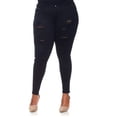 thumbnail image 4 of Jack David Womens Plus Size Stretch Distressed Ripped Skinny Black Denim Jeans Pants, 4 of 6