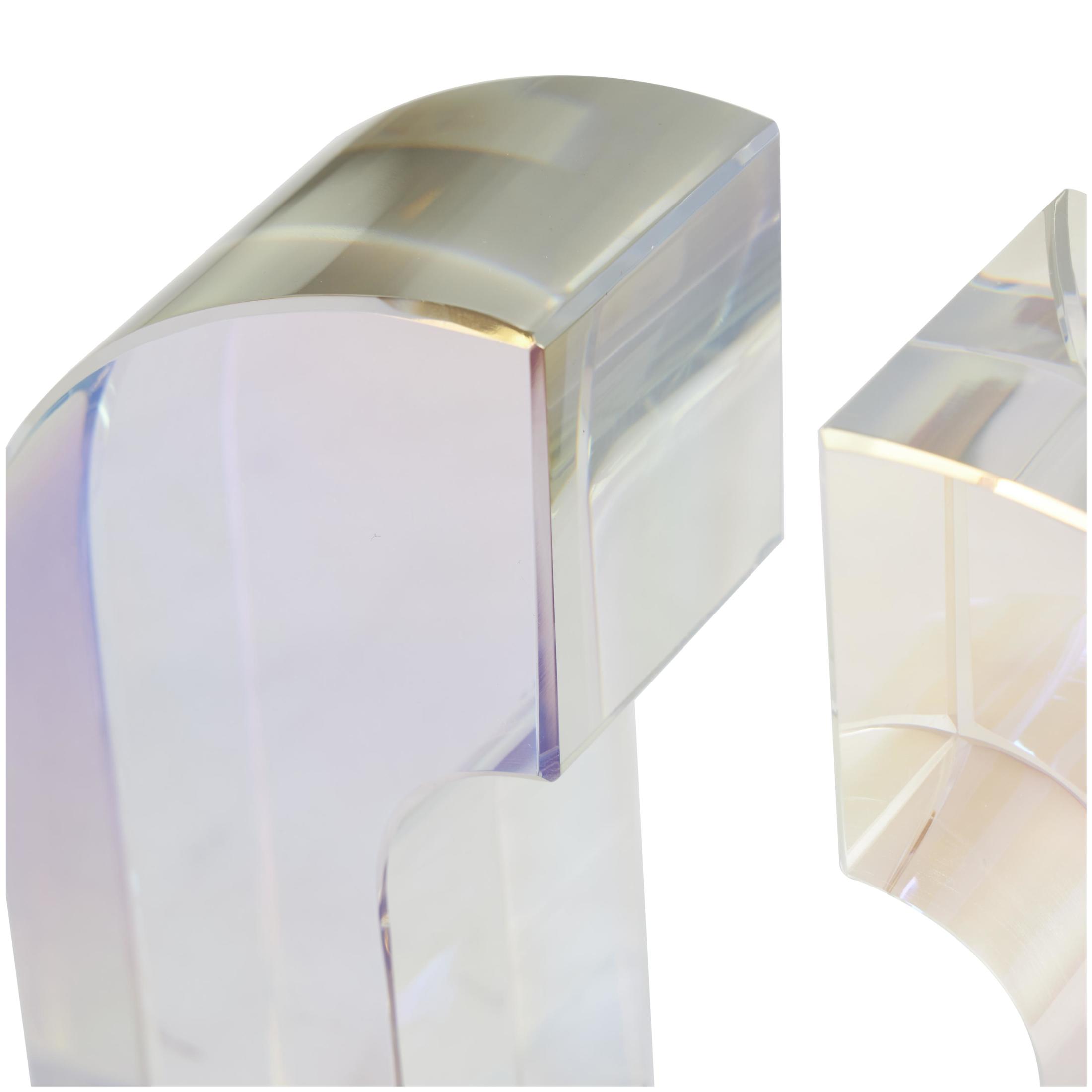 DecMode 3" Arched Geometric Clear Crystal Bookends (Set of 2)
