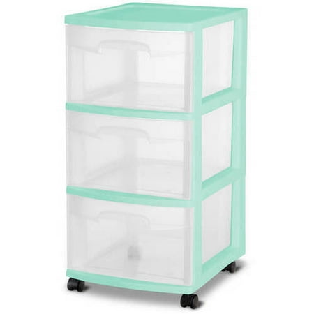 Sterilite 3 Drawer Medium Cart Spearmint Walmart Com