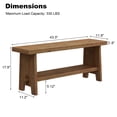 thumbnail image 5 of 43.3'' Farmhouse Solid Wood Bench, Narrow Seating Bench with Shelf for Entryway, Living Room, Indoor and Outdoor, 5 of 7