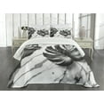 thumbnail image 4 of Ambesonne Grey Quilted Bedspread Set 3 Pcs, Modern Marble Print Monstera, Queen Size, Dimgray Coconut Pearl, 4 of 4