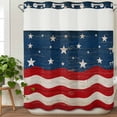 thumbnail image 3 of 4th of July No Hook Shower Curtain Waterproof,Bathroom Curtains with Snap in Liners and See Through Top Window,American Flag Star on Wood Independence Day Hotel Bathtub Curtains Shower 66"Wx72"L, 3 of 8
